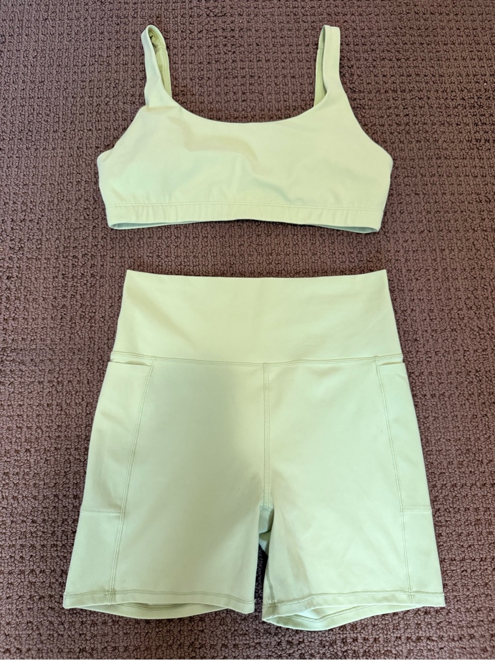 Vuori Studio Pocket Shorts and Daily Bra in Limone